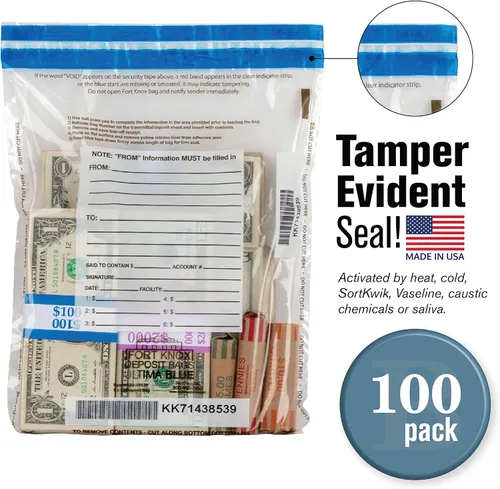 Vista 2 de BankSupplies Ultima Blue - Bolsas de depósito transparentes a prueba de manipulaciones, 9 pulgadas de ancho x 12 pulgadas de alto, paquete de 100
