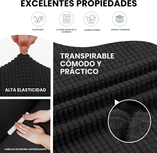 Vista 5 de LURKA Fundas elásticas para silla y sofá de 1 pieza, Fundas para sofá con protector elástico en la parte inferior para niños y perros