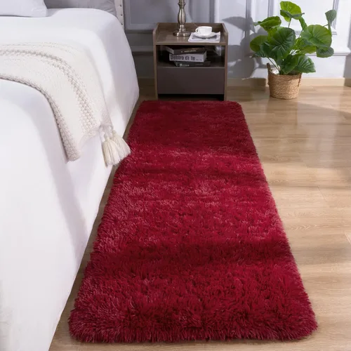 Vista 24 de DETUM Alfombra pequeña de 2 x 3 pies para dormitorio, Kicthen entrada, pasillo, lavable, antideslizante, color borgoña, alfombras de felpa