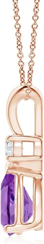 Vista 2 de Angara Collar con colgante de lágrima de amatista natural para mujer con diamante en plata 925oro macizo de 14 quilatesplatino 950 Regalo