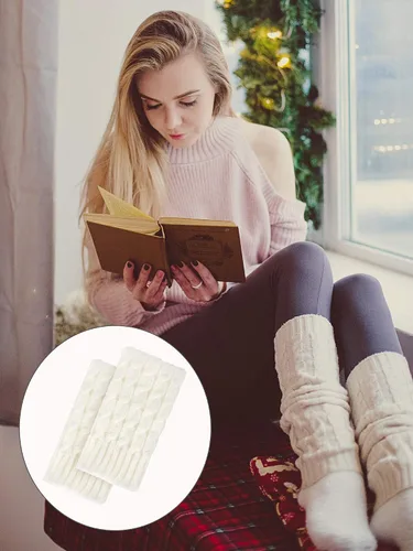 Vista 7 de Geyoga 4 pares de calentadores de piernas para mujeres y niñas, calentadores de piernas largas de invierno de punto trenzado para botas de ganchillo