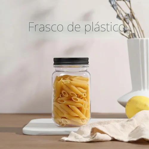 Vista 5 de novelinks Tarros de plástico de 16 onzas y frascos de plástico transparente Negro