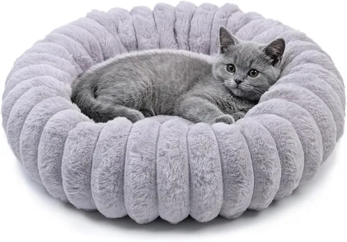 Vista 9 de Mini Dog Bed for Very Small Dogs & Cats Washable, Fluffy Round Extra Small Kitten Beds for Indoor Kittens, Ultra-Soft Tiny Puppy Cat Donut Bed for
