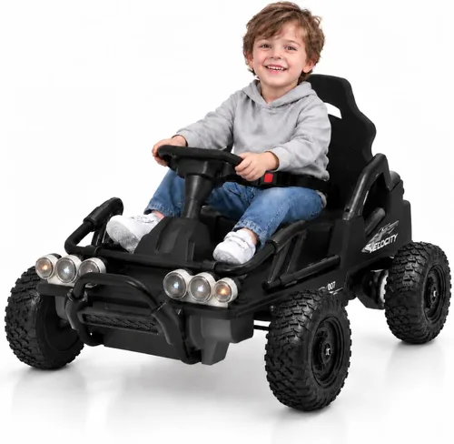 Vista 13 de 12V Electric Go Kart for Kids, Ride On Buggy Car with Metal Frame Ages 3-6 Blue