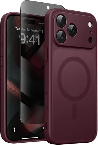 Vista 15 de GolbinBox - Funda magnética para iPhone 13 Pro Max, compatible con MagSafe, protección de cámara, protector de privacidad, funda translúcida mate, a