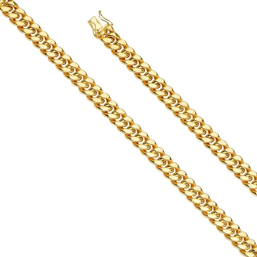 Vista 10 de Wellingsale Cadenas de eslabones cubanos Miami de oro hueco de 14 quilates (opciones de selección)