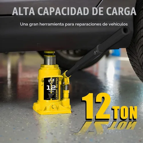 Vista 6 de YELLOW JACKET Gato hidráulico de botella de perfil bajo de 12 toneladas, gato hidráulico de botella soldado (24,000 libras)