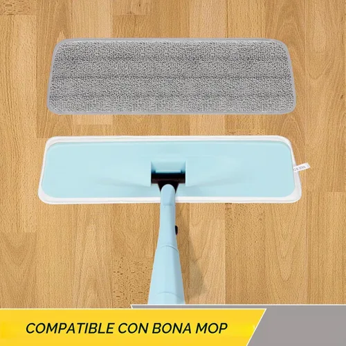 Vista 2 de Paquete de 6 almohadillas reutilizables de 16.5 pulgadas, cabezales de repuesto de trapeador de microfibra para mopas húmedas y secas, compatibles