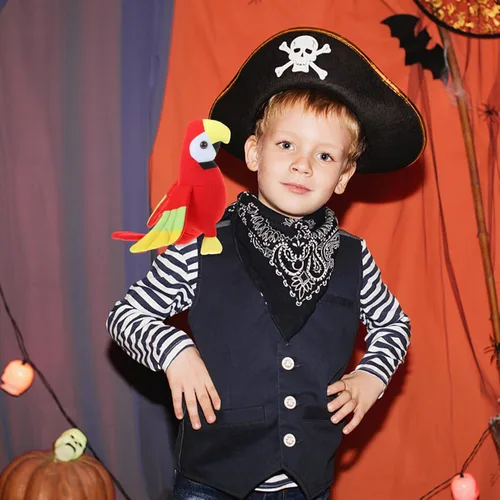 Vista 7 de Toddmomy Accesorio de hombro de loro pirata, loro pirata de peluche de Halloween en el hombro para niños y adultos, accesorios de disfraces