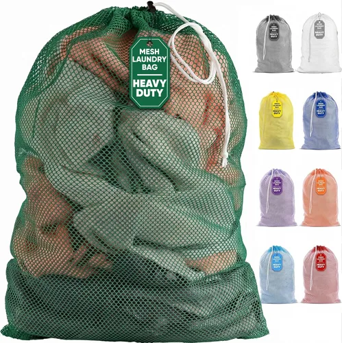Vista 10 de Bolsa de lavandería de malla XL de Handy Laundry - Duradera, lavable a máquina con cierre de cordón seguro - Perfecta para dormitorios Negro
