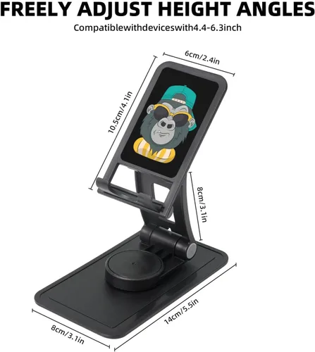 Vista 5 de Divertido soporte de teléfono de mono para escritorio, ajustable, accesorios de viaje de oficina para teléfono móvil/iPad/tableta, soporte para Negro