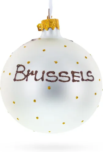 Vista 2 de Manneken PIS, Bruselas, Bélgica, bola de cristal adorno de Navidad 3.25 pulgadas