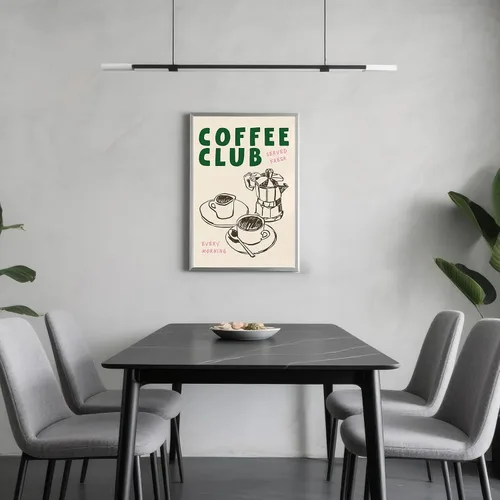 Vista 4 de LXLSTORE Póster de cocina con estampado de café y club, cocina, café, amante, club, desayuno, 16 x 24 pulgadas, sin marco, minimalista, arte