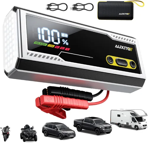 Vista 12 de AUXITO Arrancador de 6000A, arrancador de batería de coche de 12V, hasta todos los motores de gasolina y diésel de 12L con pantalla LED, caja