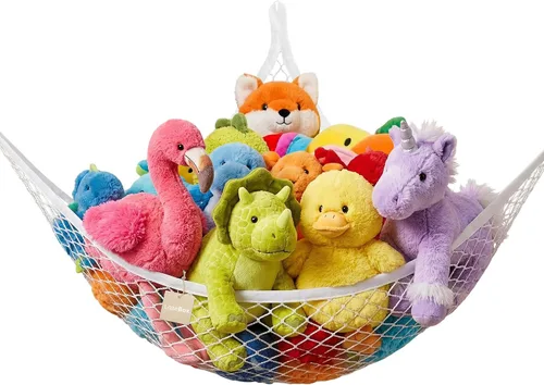 Vista 12 de Lazebox Hamaca de red para animales de peluche para juguetes de peluche, hamaca de animales de peluche de esquina para decoración de habitación