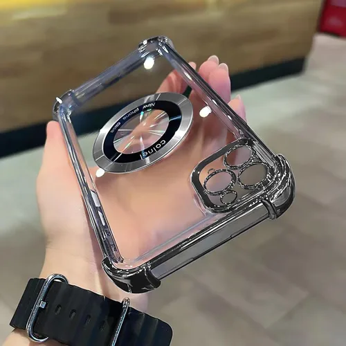 Vista 39 de Funda magnética transparente para iPhone 11, funda de lujo con cuatro esquinas brillantes, protección a prueba de golpes de grado militar
