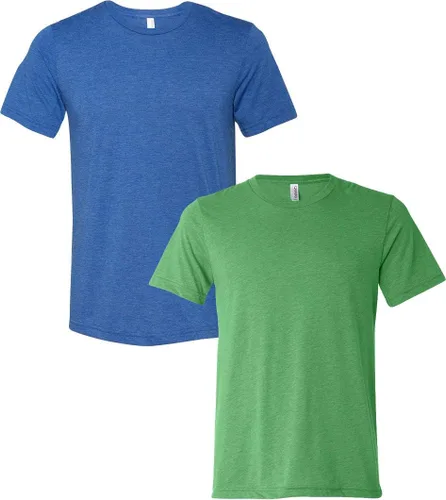 Vista 134 de Bella Canvas 3413c para hombre (1) Triblend verde + (1) Triblend rojo