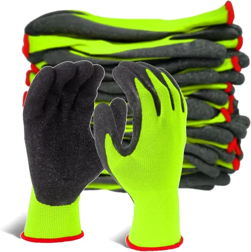Vista 25 de Evridwear - Guantes de trabajo de látex arrugado con revestimiento de mano para seguridad, para hombres y mujeres, uso general, multiusos