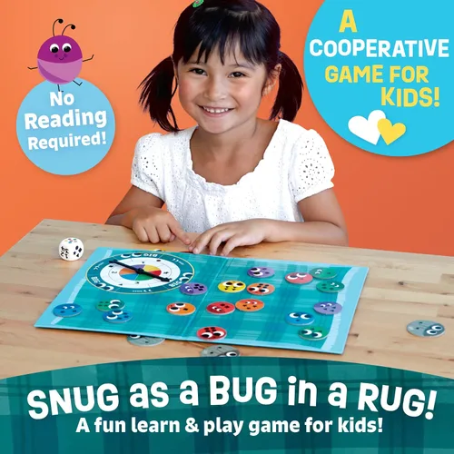 Vista 2 de Juego Peaceable Kingdom Snug as a Bug in a Rug, juego de tapete para niños, ganador de premios para nivel preescolar