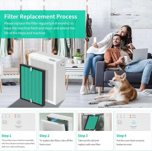 Vista 6 de Filtro de repuesto mejorado 150 para Coway Airmega 150 (AP-1019C) y purificador de aire Airmega 160, filtro HEPA verde verdadero y filtro de carbón