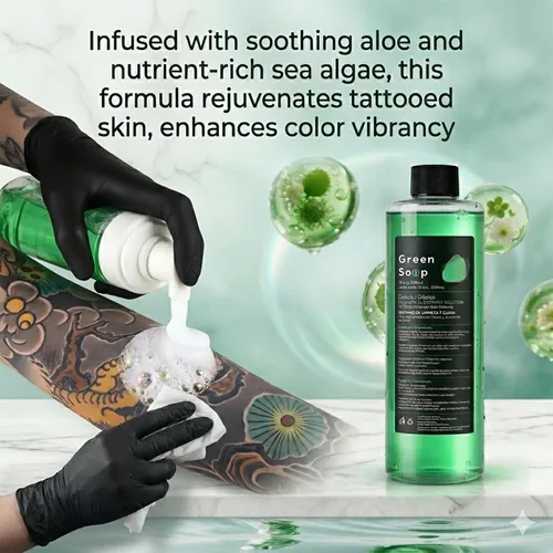 Vista 3 de Green Soap Tattoo Kit de botella de espuma de 16.9 oz y 7 onzas – Haz 1.3