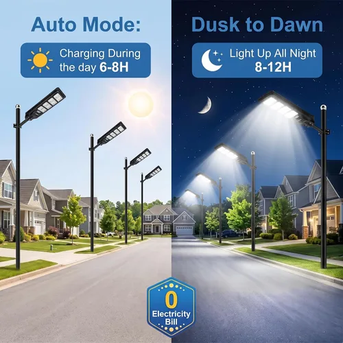 Vista 3 de LANGY 2PACK Luces solares de calle para exteriores 200000 lúmenes con control remoto, sensor de movimiento de atardecer a amanecer, lámpara solar