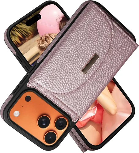 Vista 48 de Funda tipo cartera de Keallce para iPhone 14 Pro de 6.1 pulg., funda con tapa y ranuras para tarjetas, soporte con anillo, funda protectora de piel