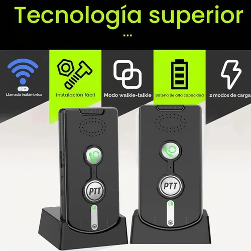 Vista 9 de Sistema de intercomunicación inalámbrico de 2 vías para el hogar, 1/2 milla de largo alcance, llamadas manos libres, recargable, espera de 120
