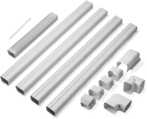 Vista 8 de TURBRO 3 '' W × 7.5' L Línea decorativa PVC Kit de cubierta para mini split y aire acondicionado central, sistemas de bombas de calor de CA Plateado