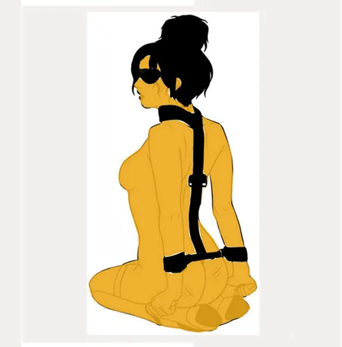 Vista 4 de Juego de restricciones sexuales de cuello a muñeca BDSM, juguetes de correas sexys para parejas, restricciones de cama King para parejas, juego