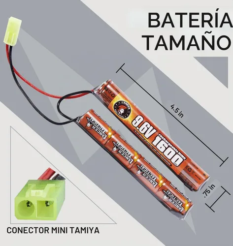 Vista 5 de Lancer Tactical Nimh Airsoft - Batería compatible con pistola AEG Airsoft (9,6 V, 1600 mAh Nunchuck)