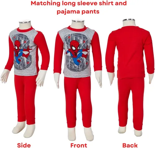 Vista 5 de Marvel Spiderman Pajamas Set, 4 Piece Sleepwear for Toddlers and Little Kids, Sizes 18M & 2T