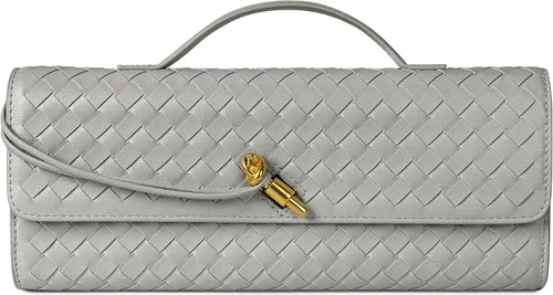 Vista 16 de Joryin Bolso tejido para mujer, bolso de mano de cuero tejido, bolso cruzado, bolso formal de noche, cuero vegano