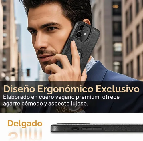 Vista 2 de Diseño compatible con iPhone 11, funda de cuero de lujo vintage, delgada, antideslizante, agarre suave, a prueba de golpes, funda protectora (2019)