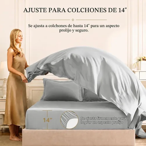 Vista 5 de CozyLux - Juego de edredón matrimonial de 82 x 86 pulgadas, color gris Gris claro