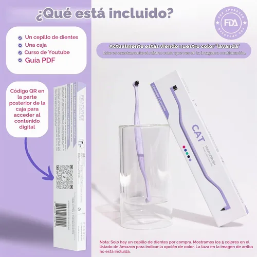 Vista 5 de RYERCAT Cepillo de dientes para gatos de doble cara, micro cabeza para Amatista Púrpura
