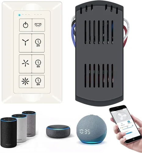 Vista 8 de Kit de control remoto universal de ventilador de techo Smart WiFi, control de 3 velocidades con atenuador, compatible con Alexa, Google Assistant