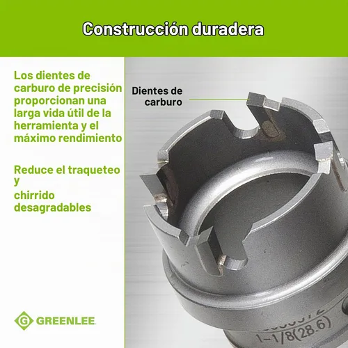 Vista 7 de Greenlee 660 Juego de cortadores de agujeros con punta de carburo de cambio rápido de 6 piezas, 7/8" - 2