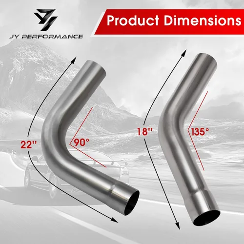 Vista 5 de Tubo de escape de 2.25 pulgadas universal T304 tubo de escape de acero inoxidable Kit de tubería de tubo de escape recto personalizado U curva 45