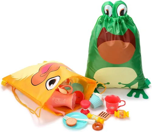 Vista 4 de 10 bolsas de regalo de fiesta de zoológico de safari de la selva, bolsas de regalo con cordón para las orejas y la cola de animales, bolsas