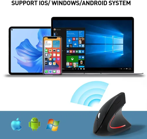 Vista 4 de Ratón ergonómico inalámbrico, ratón vertical inalámbrico 2.4G, DPI ajustable de 800/1200/1600, ratón ergonómico de 6 botones