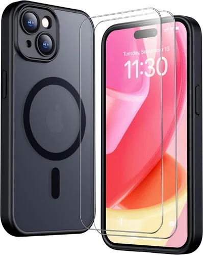 Vista 60 de SPIDERCASE Funda magnética translúcida diseñada para iPhone 11, con 2 protectores de pantalla de vidrio templado, antihuellas, para iPhone 11 de 6.1