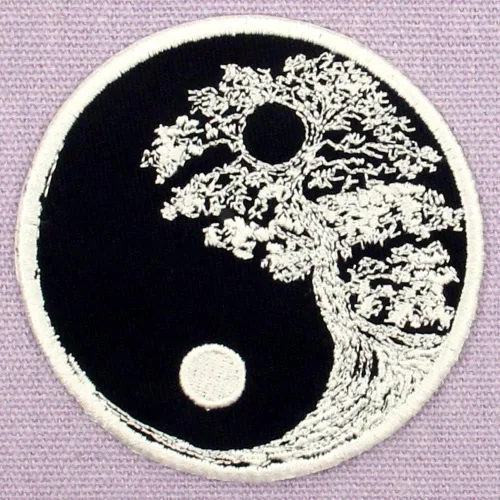 Vista 3 de ZEGINs Parche de árbol budista Zen Yin Yang bordado apliques para coser en emblema