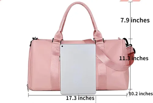 Vista 2 de Bolsa de gimnasio con compartimento para zapatos, bolsa de viaje impermeable para mujer, bolsa de mano para deporte, fin de semana, bolsa