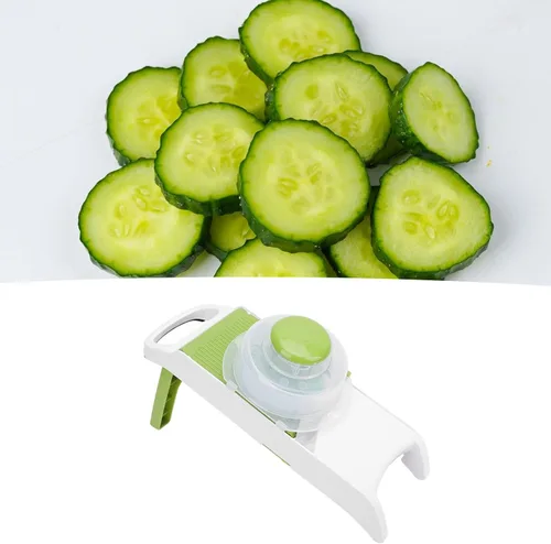 Vista 5 de Cortadora de mandolina, 12.5 x 4 x 7 pulgadas, picadora multifuncional de verduras, trituradora de juliana portátil para papas fritas y verduras