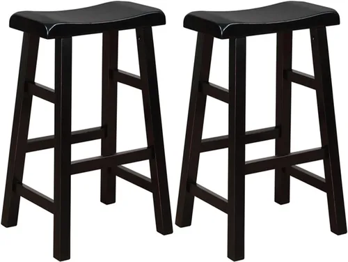 Vista 8 de eHemco Taburetes de madera maciza con asiento de silla, 29 pulgadas, gris, juego de 2