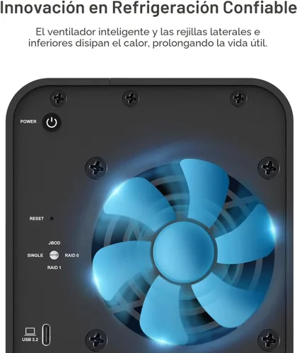 Vista 6 de TERRAMASTER Caja RAID USB D2-320 - USB 3.2 Gen 2 10Gbps Tipo C 2Bay Almacenamiento de conexión directa compatible con RAID 0, 1, único, JBOD