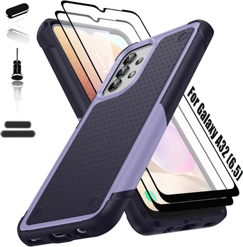 Vista 10 de Funda resistente para Samsung Galaxy A32(5G) de 6.5 pulgadas, 4 esquinas con bolsas de aire [protección contra caídas de 12 pies], agarre