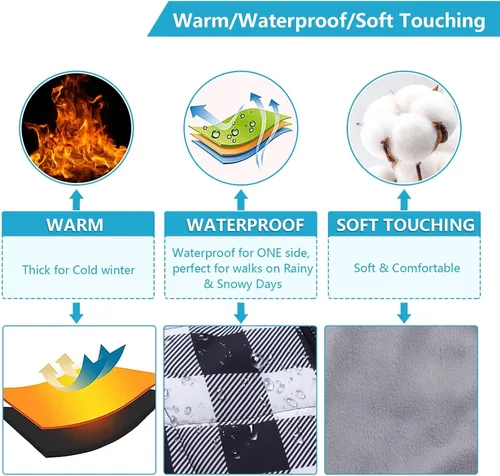 Vista 4 de Chaqueta de invierno para perro, abrigo impermeable para perro con arnés integrado, chaleco para cachorros, ropa para mascotas pequeñas con forro