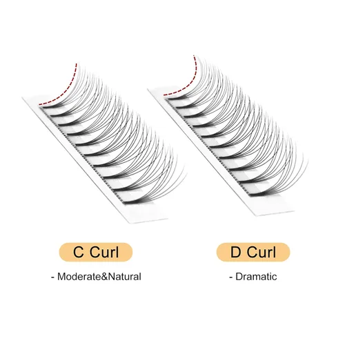 Vista 18 de QUEWEL Extensiones de Pestañas Prehechas en Ventilador, Extensiones de Pestañas Prehechas 3D de 0.07mm de Grosor, Rizado C, 8mm de Volumen